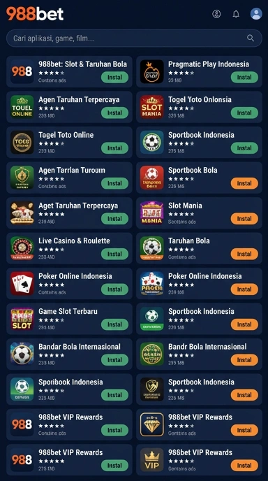 Tampilan katalog aplikasi 988bet