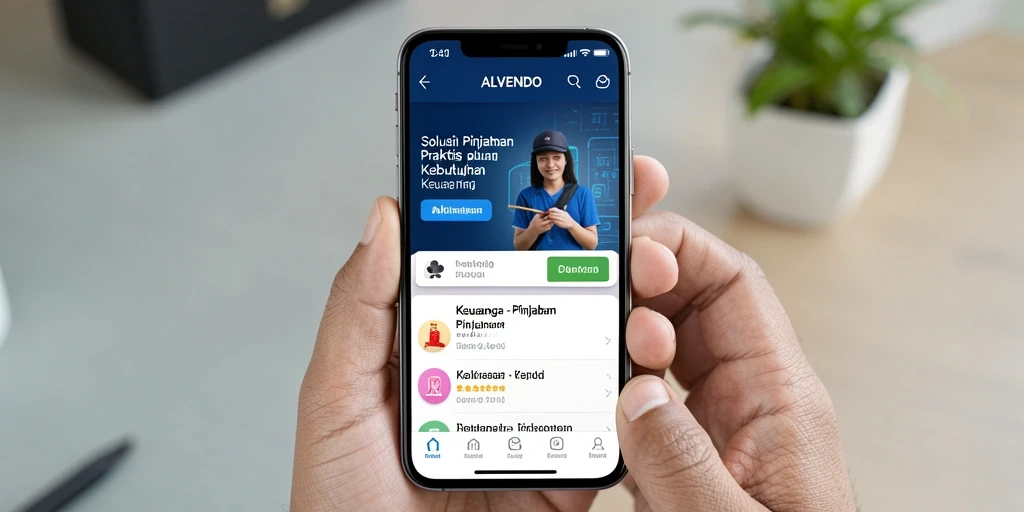 Antarmuka ALVENDO yang user-friendly untuk pinjaman cepat.
