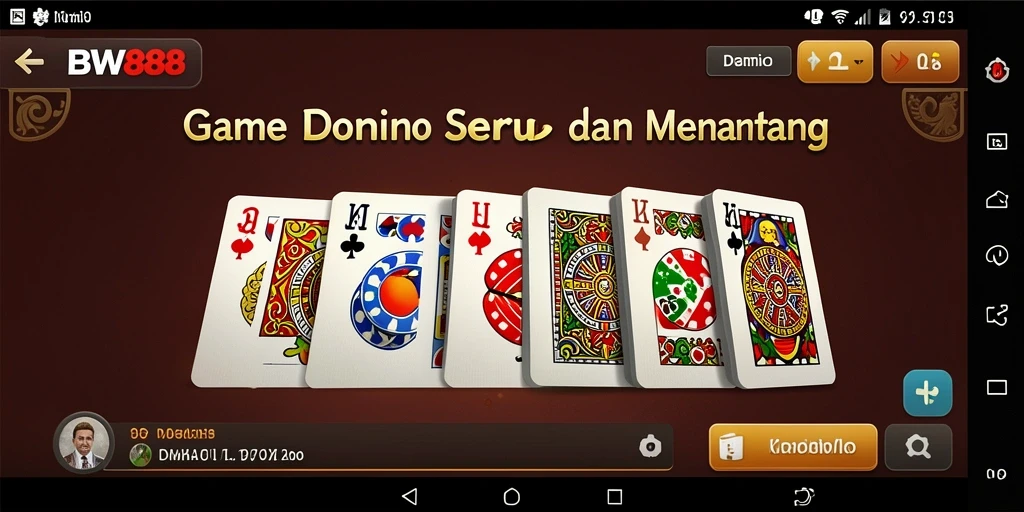 Tampilan utama BW888 menampilkan antarmuka permainan Domino yang menarik.