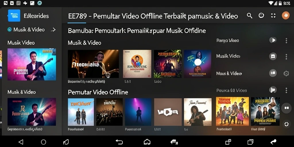 Tampilan antarmuka EE789 yang sederhana dan fungsional untuk Pemutar Video Offline.