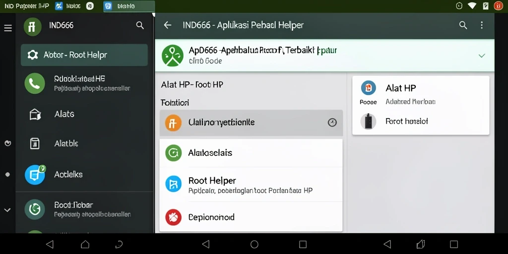 Antarmuka pengguna <strong>IND666</strong> yang intuitif dan informatif untuk memudahkan rooting.