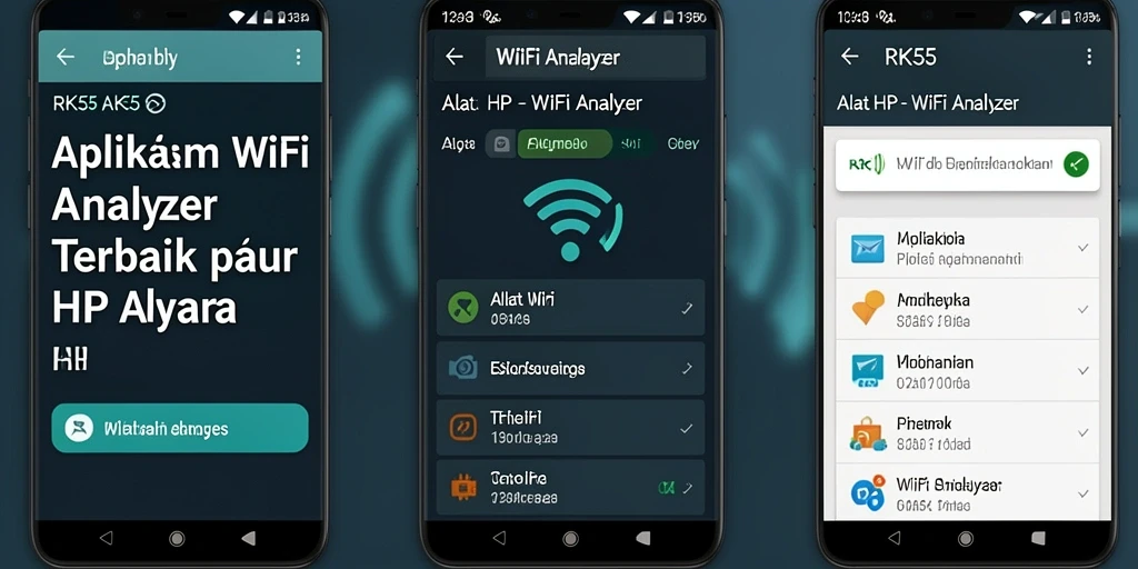 Tampilan antarmuka utama RK55 yang menunjukkan analisis jaringan WiFi.